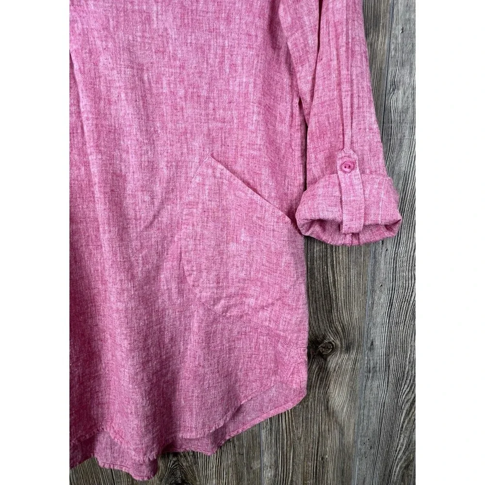 Forcynthia‎ Beachwear Linen Blend Cover Up Tunic Top Womens S Pink Beach Resort
